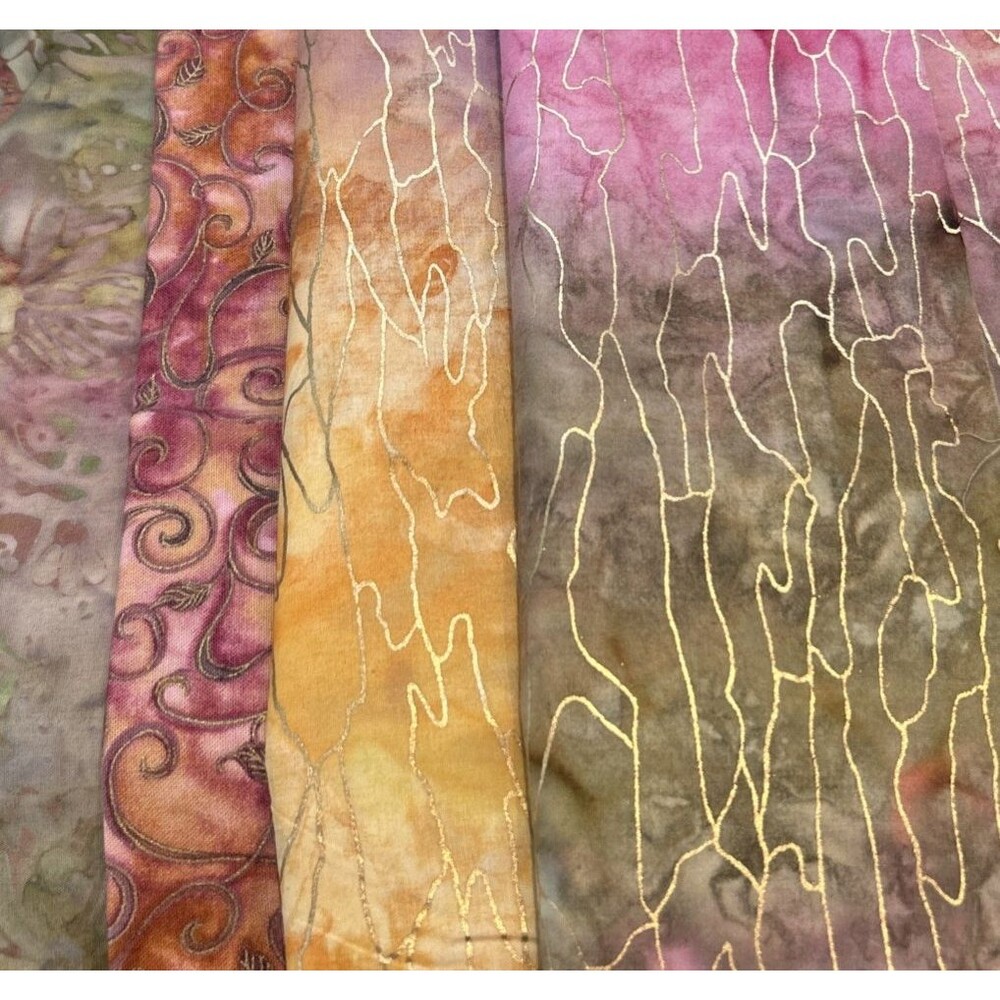 Batik Sunset Colors Fabric Lot Quilting Crafts Sewing Art Project Cotton 4 Pc
